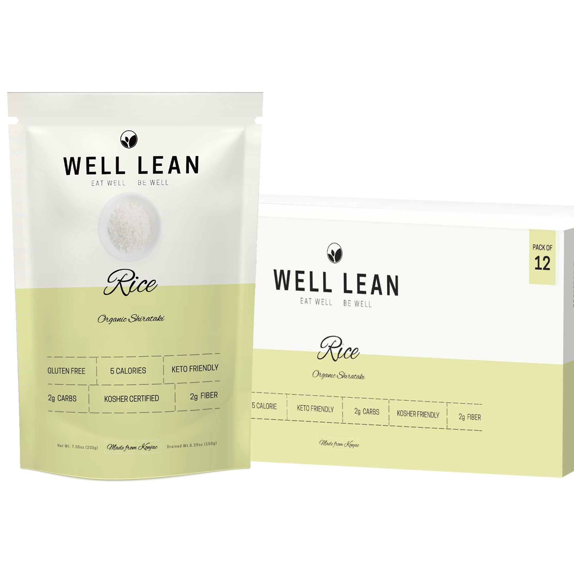 Organic Well Lean Shirataki Konjac Rice - Pack of 12