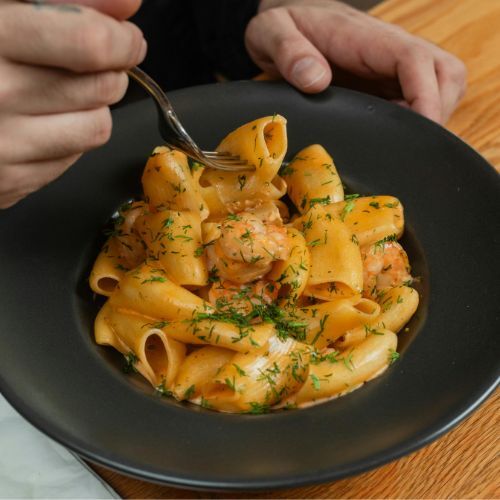 well lean pasta cooked & served on plate