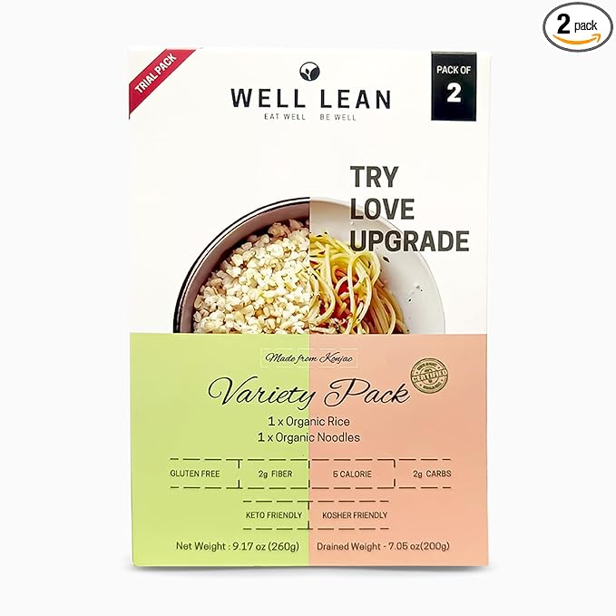 Organic Well Lean Shirataki Konjac Noodles & Rice - Trial Pack of 2