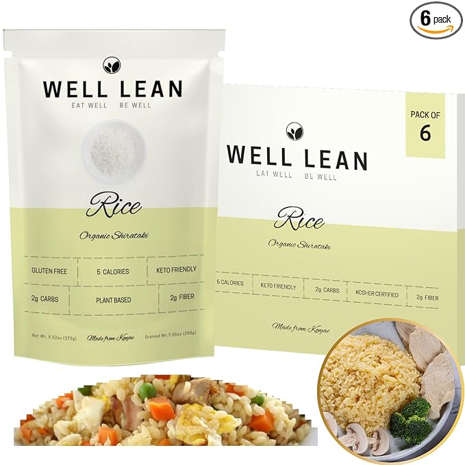 Well Lean USDA Organic Konjac Shirataki Rice, 6 Pack (12 Servings)