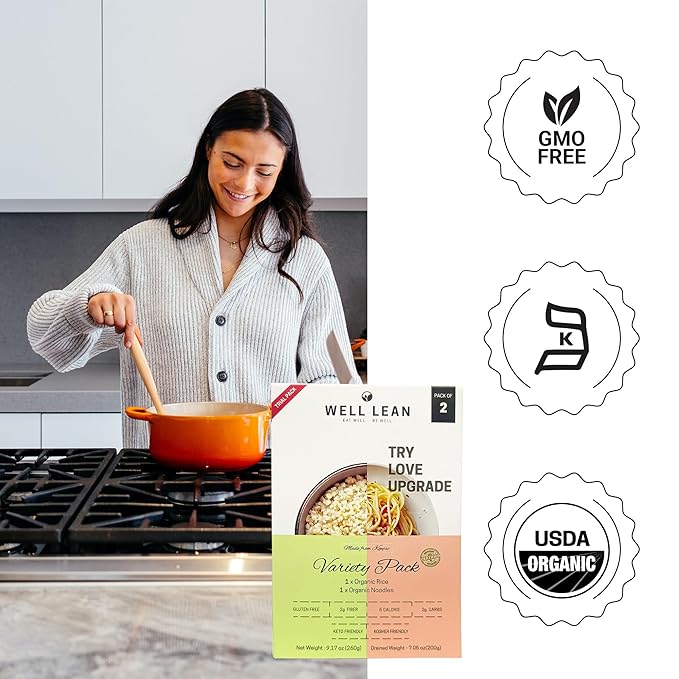 Organic Well Lean Shirataki Konjac Noodles & Rice - Trial Pack of 2