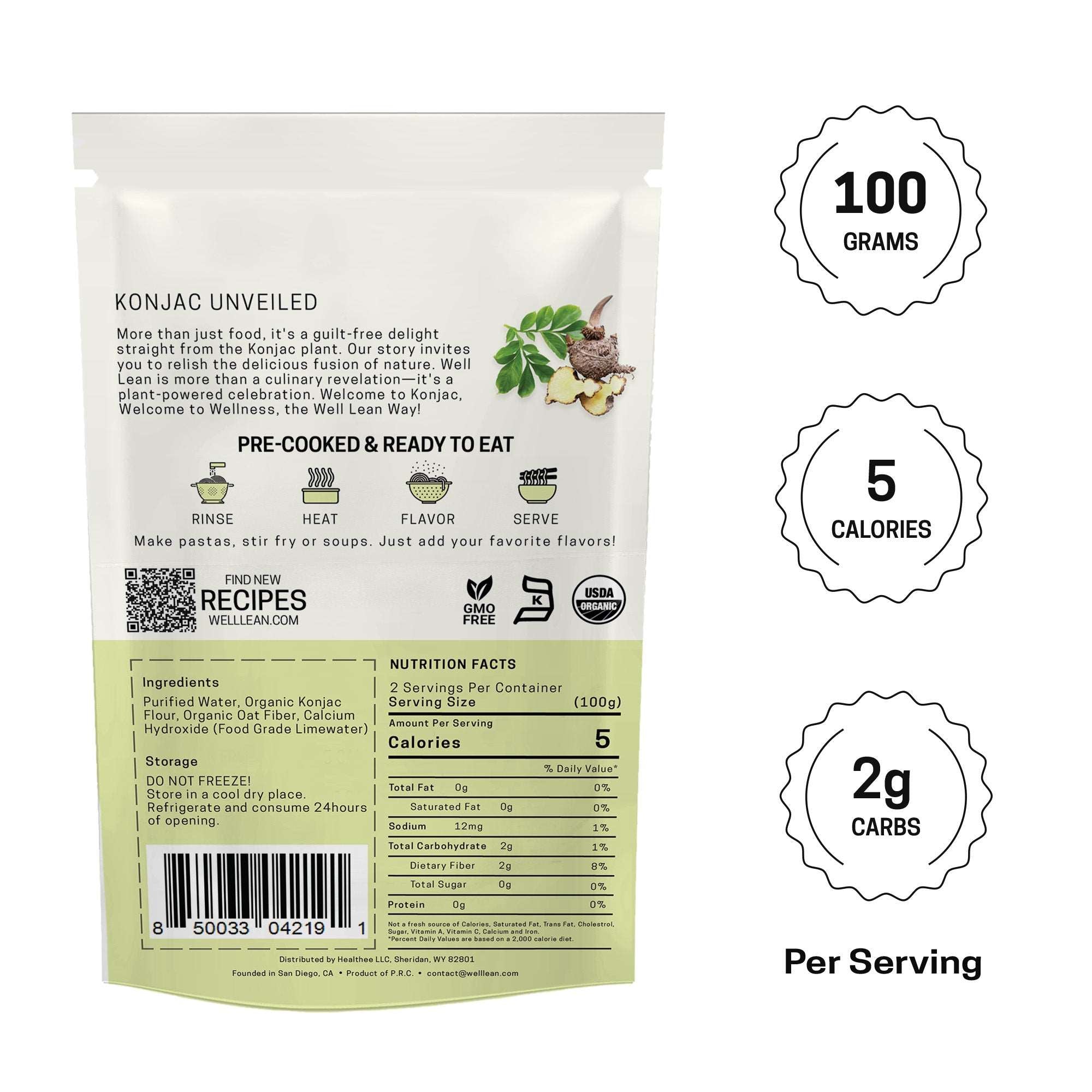 Organic Well Lean Shirataki Konjac Rice - Pack of 12