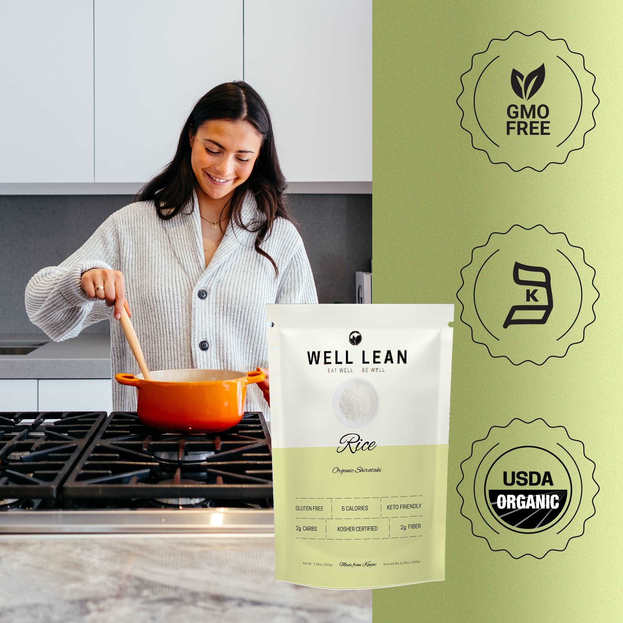 Organic Well Lean Shirataki Konjac Rice - Pack of 12